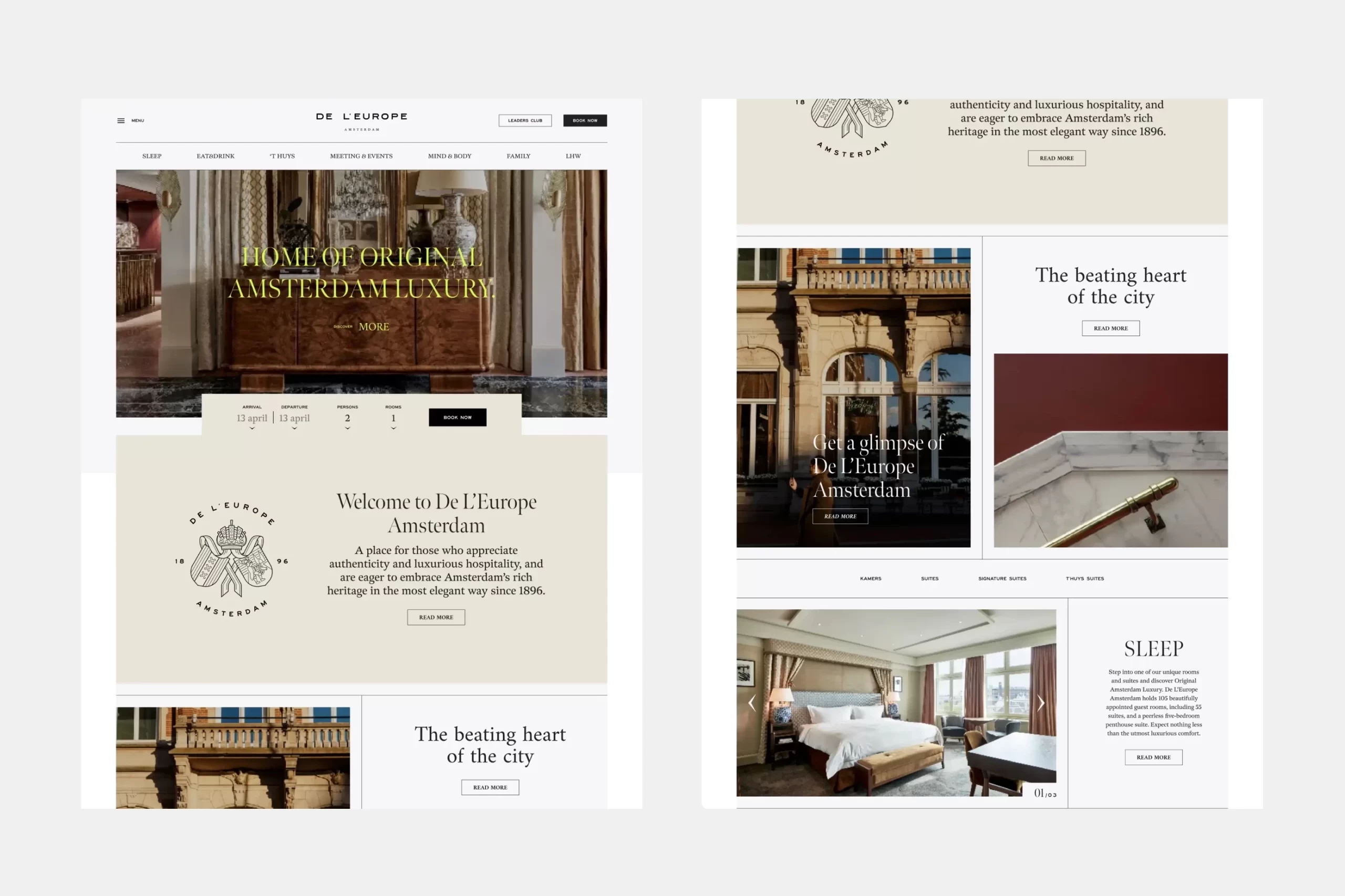 Hotel De L'Europe website mobile design