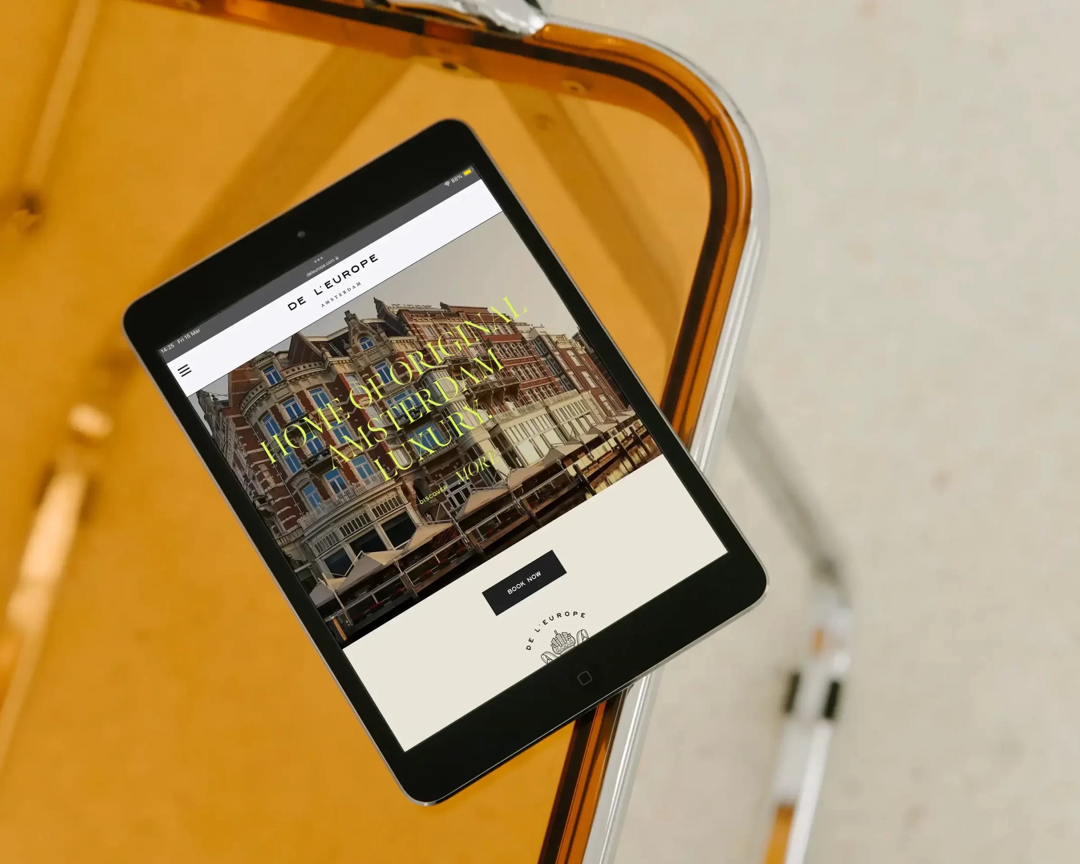 Hotel De L'Europe website on iPad