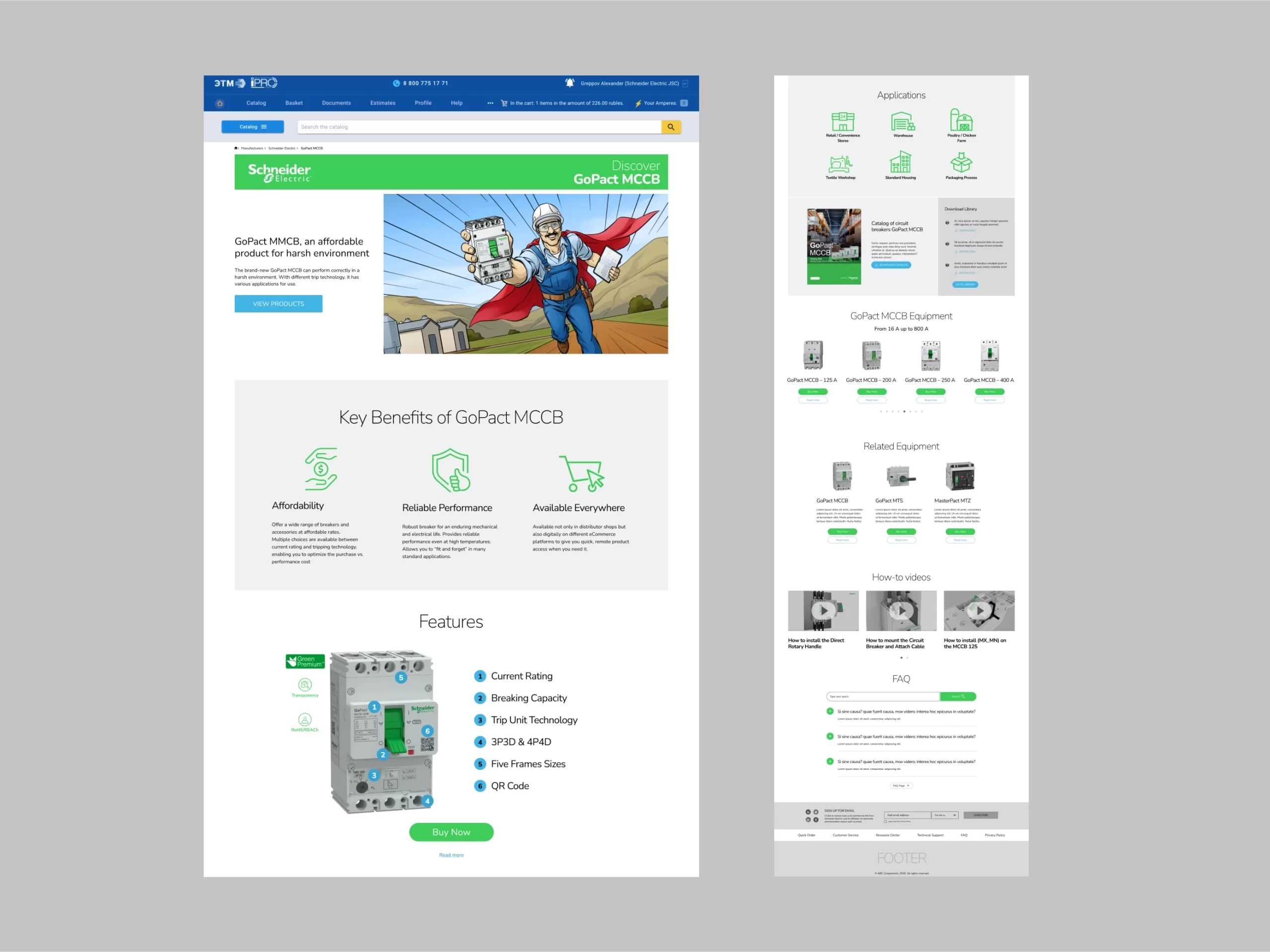 Schneider Electric Gopact MCCB desktop landing page design