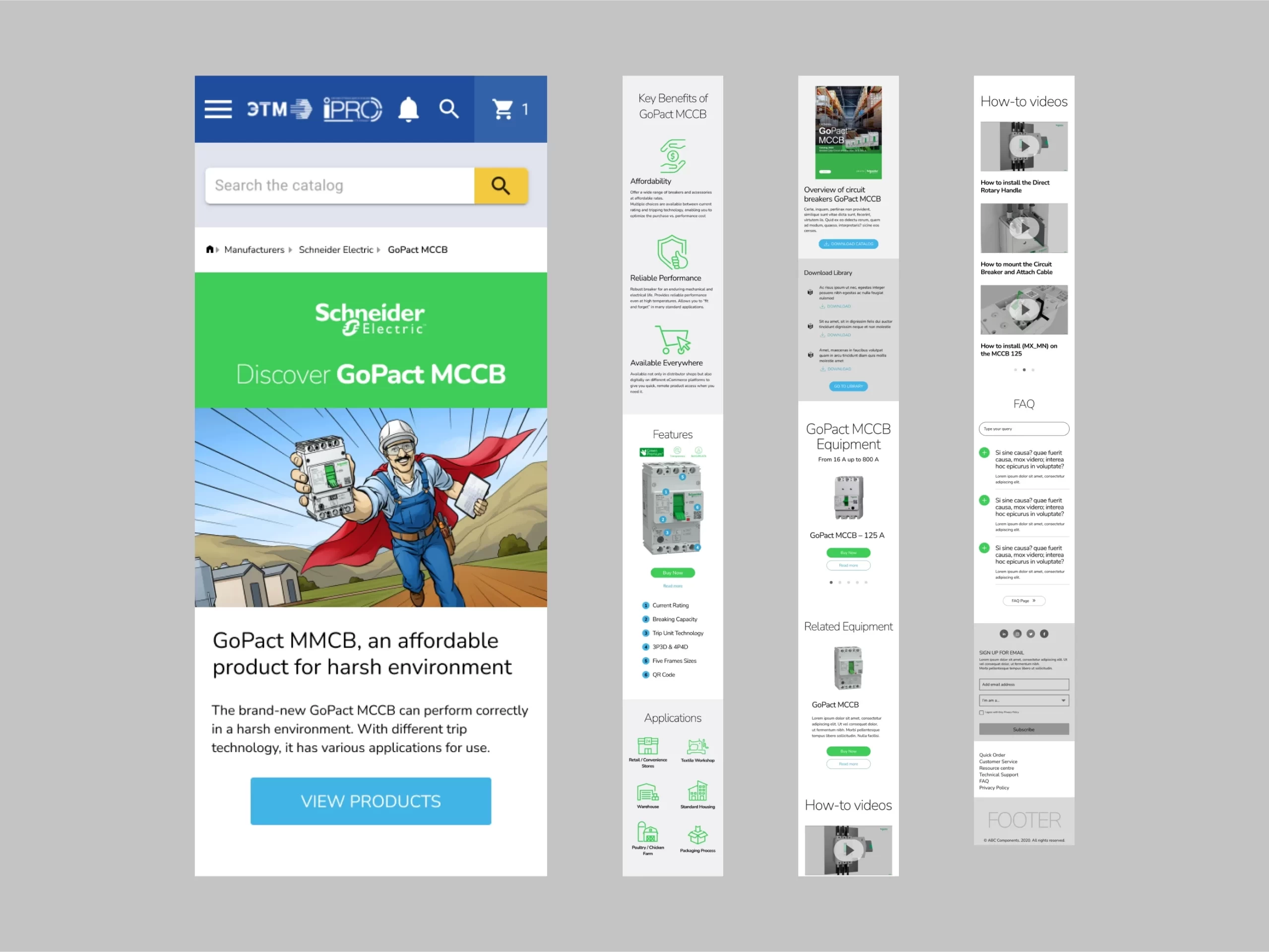 Schneider Electric Gopact MCCB mobile landing page design