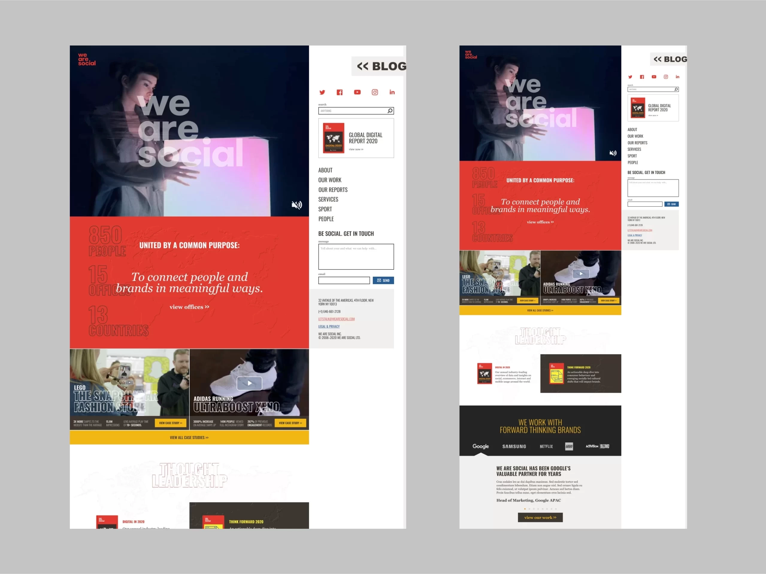 We Are Social desktop homepage design proposal
