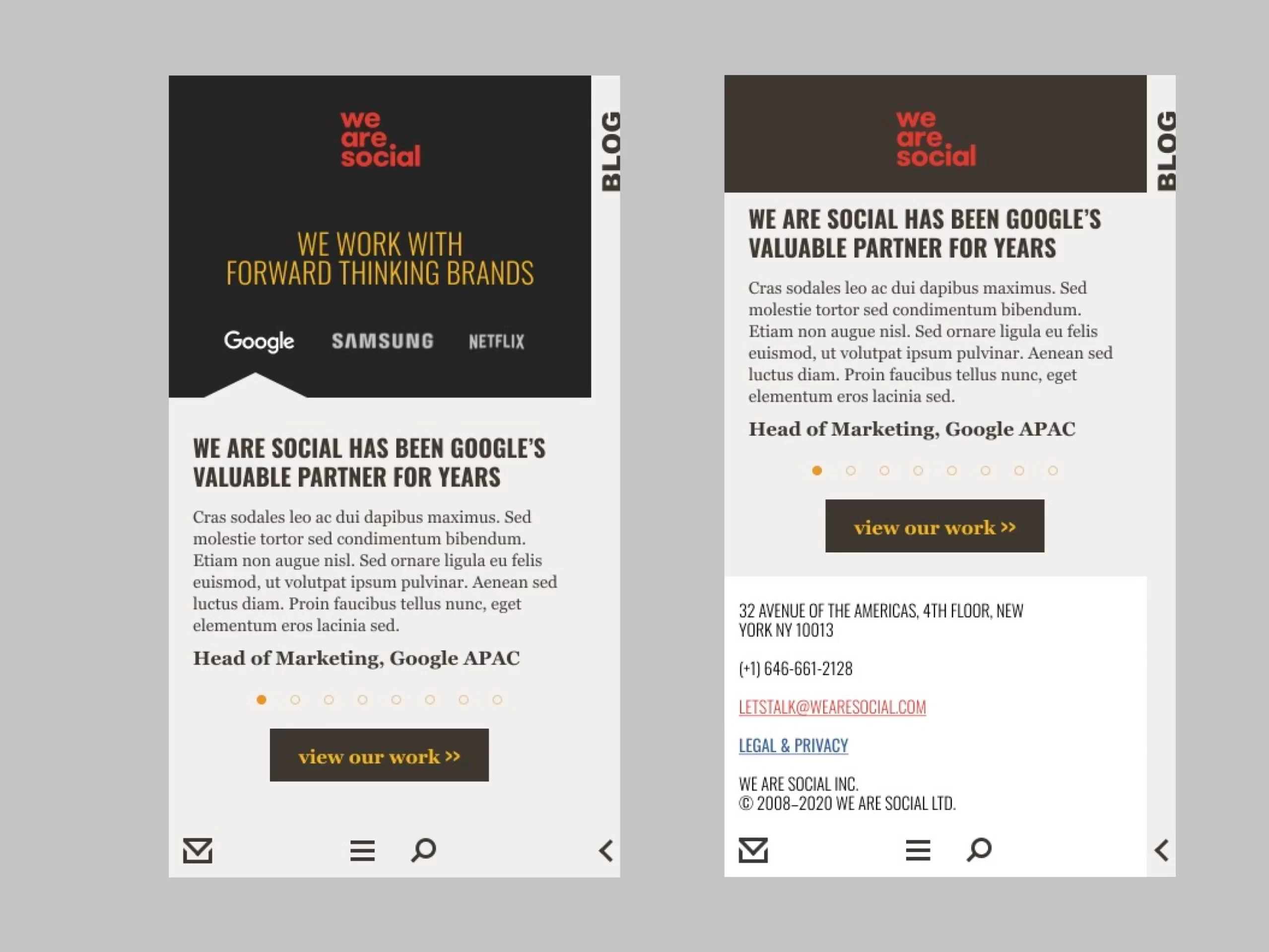 We Are Social mobile homepage design proposal