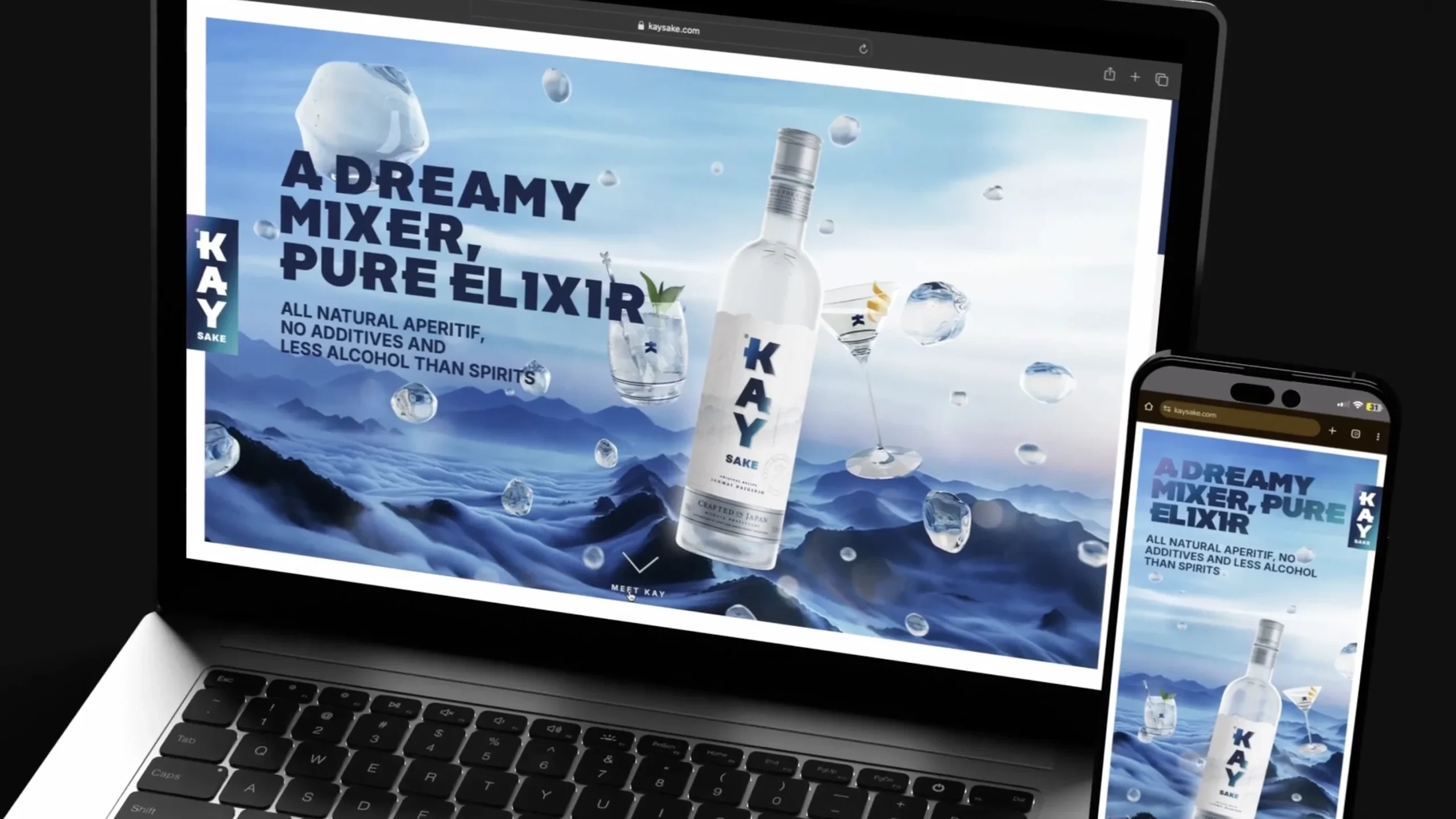 KAY Sake website preview on devices