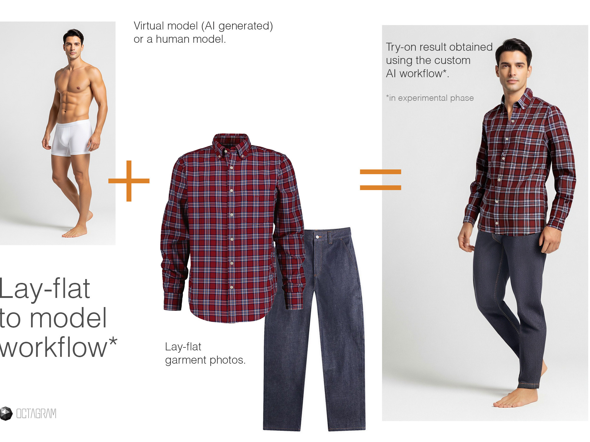 Image illustrating the lay-flat to model image input and results.